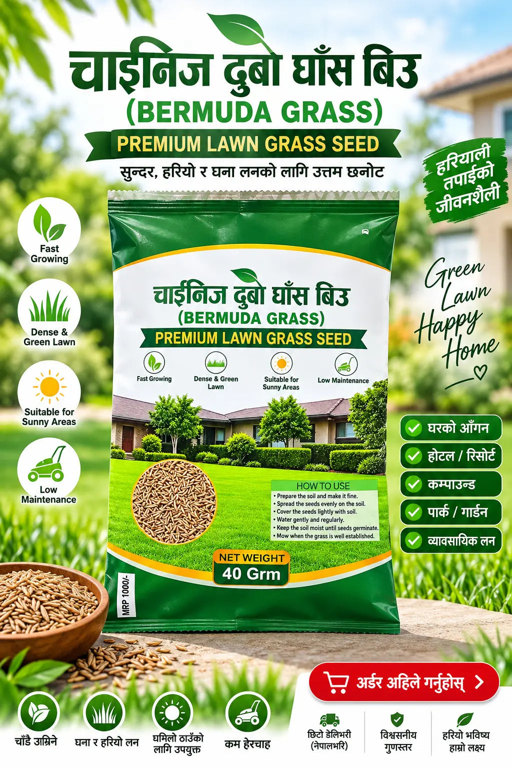 Chinese Bermuda Grass Seed – Premium Lawn Grass Seed