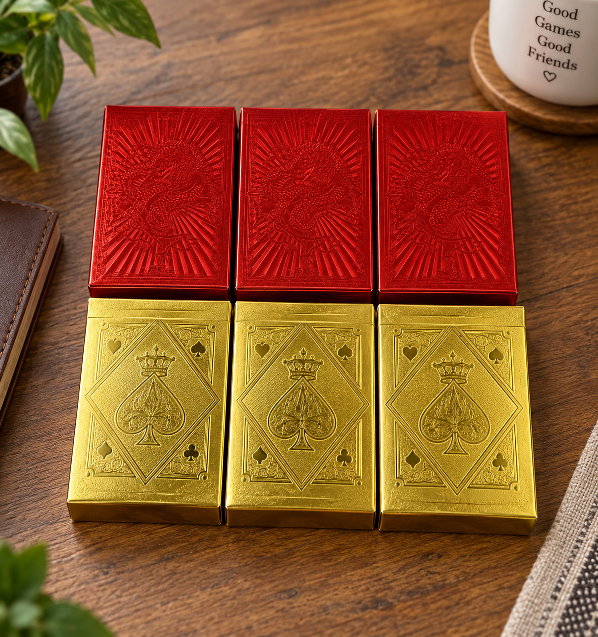 24K Golden And RED Playing Cards