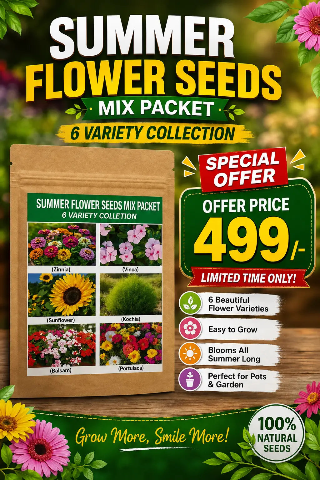 Summer Flower Seeds Mix Packet