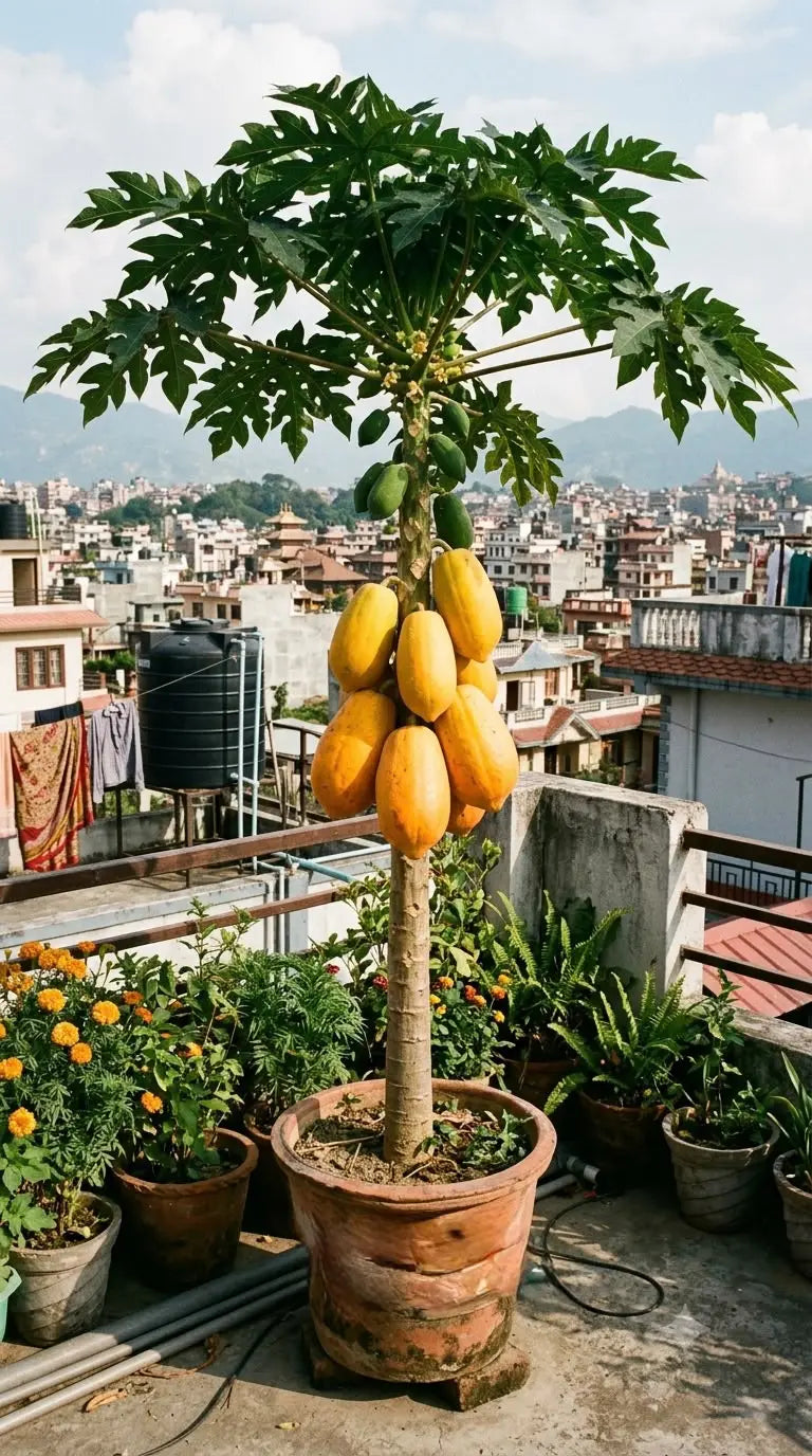 50 Seeds - (Premium Hybrid Honey Dew Dwarf Papaya Seeds)